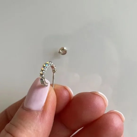 Genuine 925 Sterling Silver Hoop Earring - Picture 7 of 7